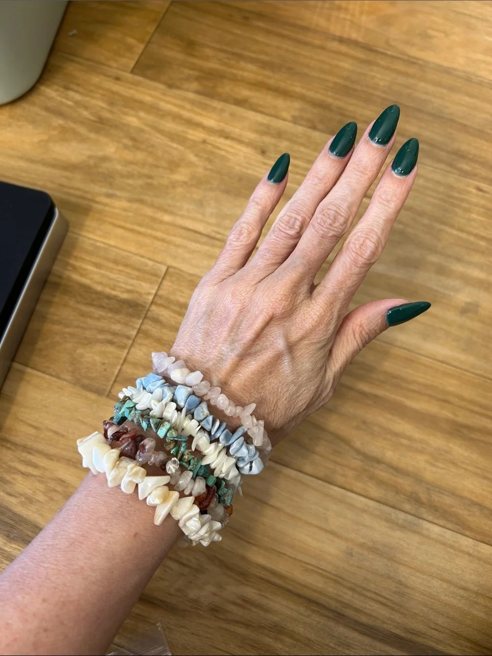 Natural Stone Chip Stretch Bracelets - Mixed Pastel & Turquoise